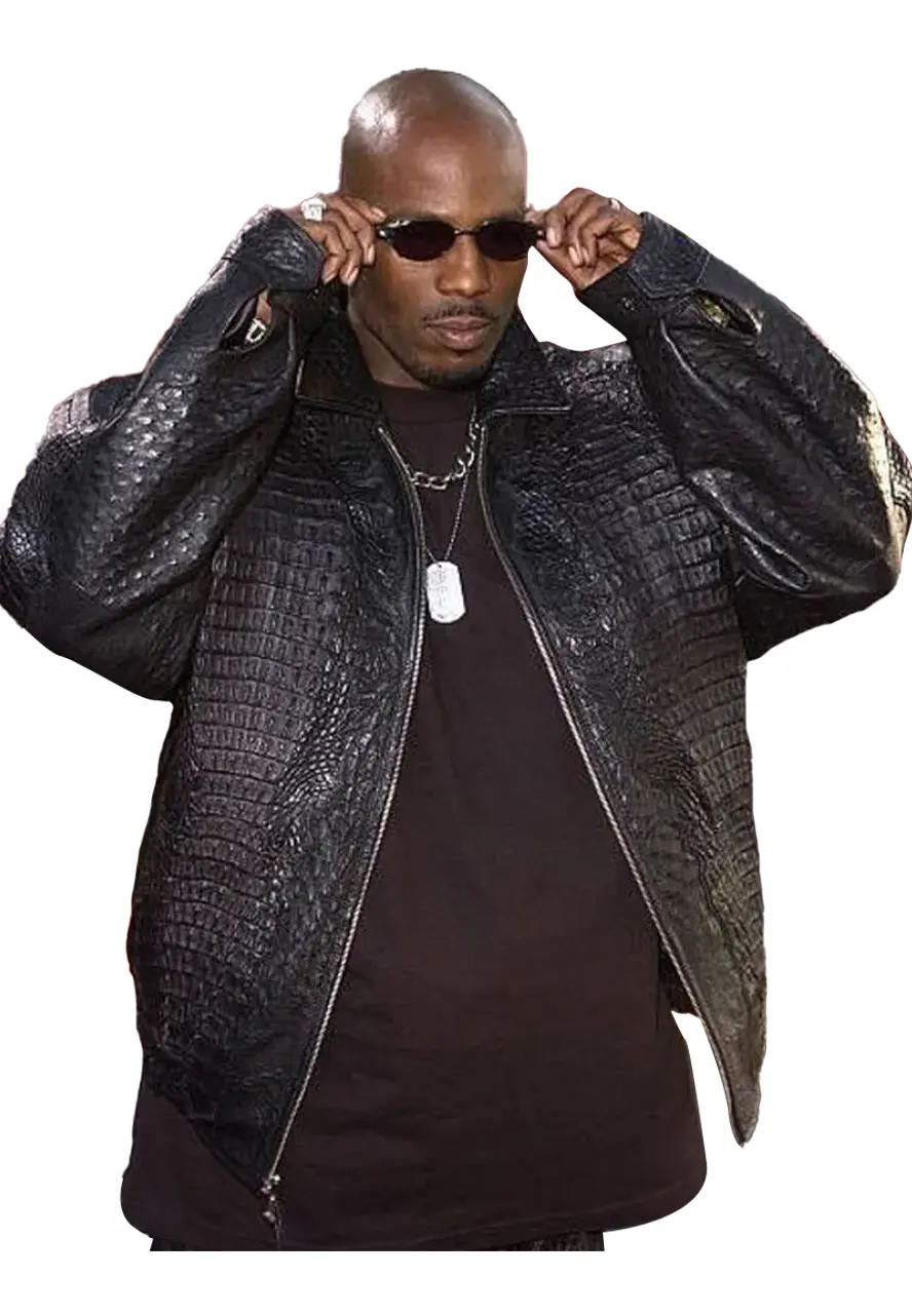 DMX Alligator Black Leather Jacket